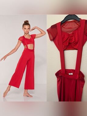 Kelle dance costume red wide leg COLOR THEORY SUSPENDER 3740 contemporary SA